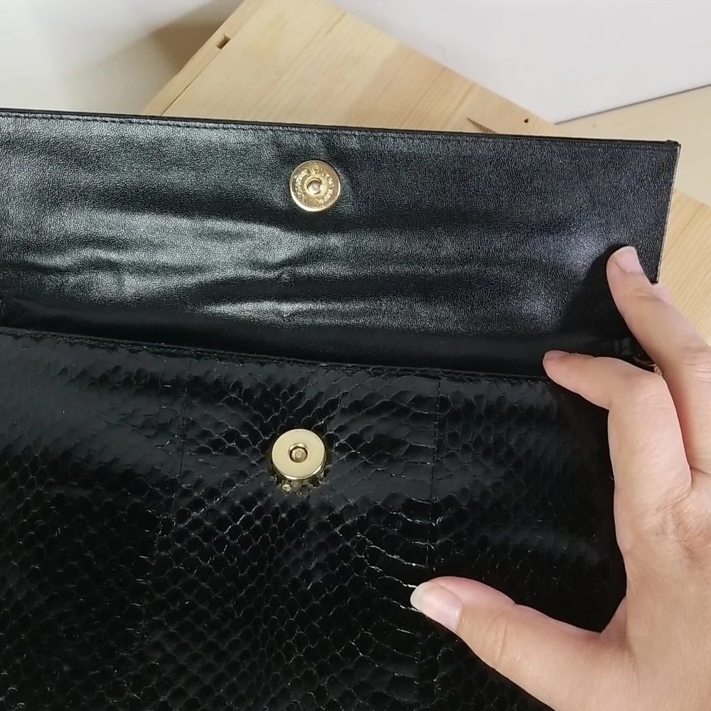 Mary Ann Rosenfeld Vintage Black Animal Skin Shoulder Bag/Clutch